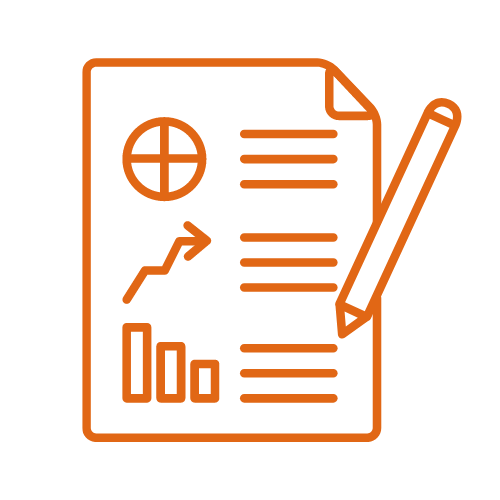 icon of paper with charts and pencil